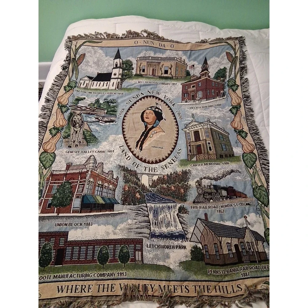 2000 Nunda New York Historical Site Tapestry Throw Blanket 46